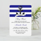 Nautical Navy Baby Boy Shower Uitnodiging (Staand voorkant)