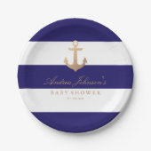 Nautical Navy Baby shower Papieren Bordje (Voorkant)
