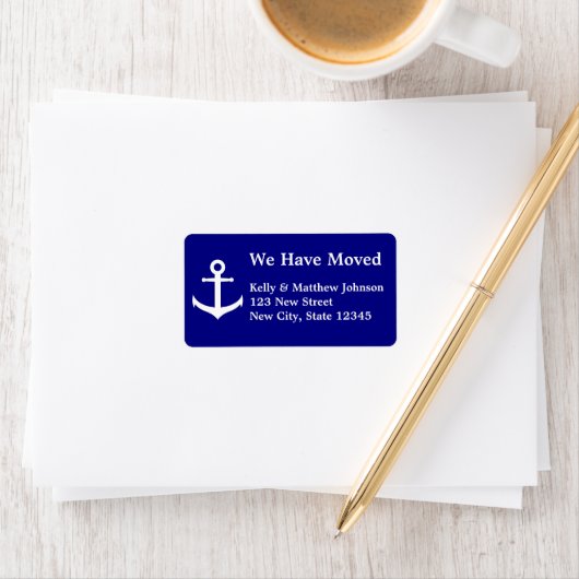 Nautical Navy Blauw en Wit hebben we verplaatst Etiket (Insitu)