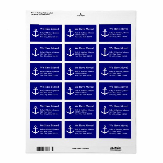 Nautical Navy Blauw en Wit hebben we verplaatst Etiket (Full Sheet)