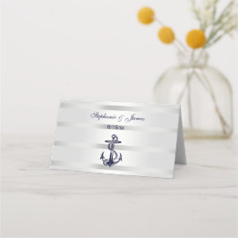 Nautical Navy Blu Anker Silver Wht Escort Kaarten