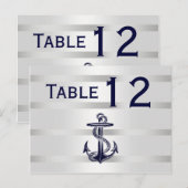 Nautical Navy Blu Anker Zilver WHT Tafelnummer (Voorkant / Achterkant)