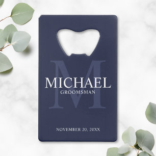 Nautical Navy Blue - Aangepaste Groomsmen Kredietkaart Flessenopener