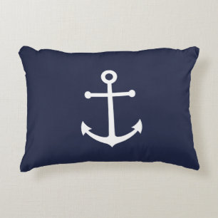 Nautical Navy Blue Anchor Accent Kussen