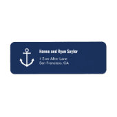 Nautical Navy Blue Anchor Adresetiketten Etiket (Voorkant)