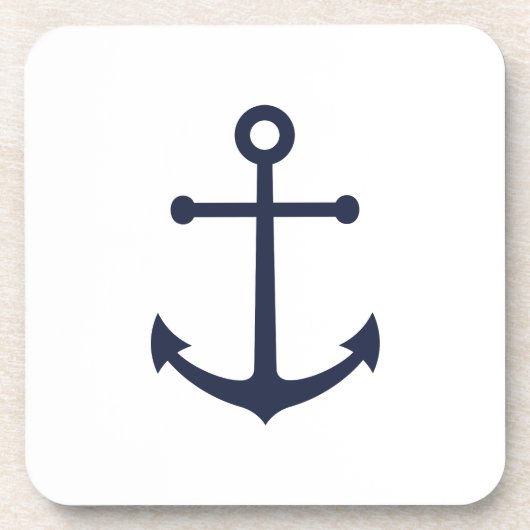 Nautical Navy Blue Anchor Bier Onderzetter (Voorkant)