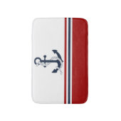 Nautical Navy Blue Anchor Blue White Stripes Badmat (Voorkant Verticaal)