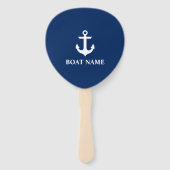 Nautical Navy Blue Anchor Boat Name Handwaaier (Achterkant)