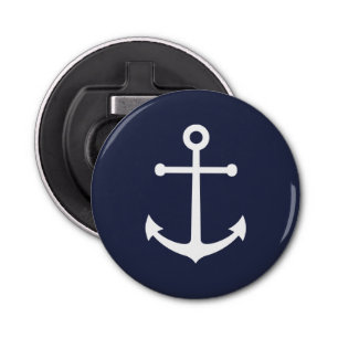 Nautical Navy Blue Anchor Button Flesopener