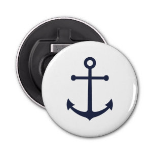 Nautical Navy Blue Anchor Button Flesopener