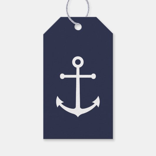 Nautical Navy Blue Anchor Cadeaulabel (Voorkant)