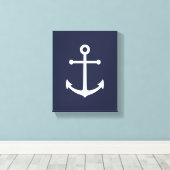 Nautical Navy Blue Anchor Canvas Afdruk (Insitu (Houten vloer))