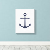 Nautical Navy Blue Anchor Canvas Afdruk (Insitu (Houten vloer))
