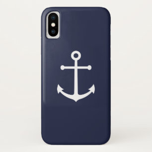 Nautical Navy Blue Anchor iPhone X Hoesje