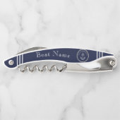 Nautical Navy Blue Anchor Coastal Monogram Kurkentrekker (Achterkant)