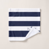 Nautical Navy Blue Anchor Coastal Monogram Naam Bad Handdoek (Wasdoekje)