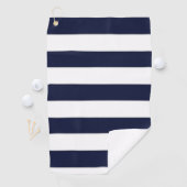 Nautical Navy Blue Anchor Coastal Monogram Naam Golfhanddoek (Insitu)