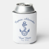 Nautical Navy Blue Anchor Coastal Monogramed Blikjeskoeler (Blikje Achterkant)