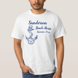 Nautical Navy Blue Anchor Coastal Monogramed T-shirt