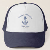 Nautical Navy Blue Anchor Coastal Monogramed Trucker Pet (Voorkant)
