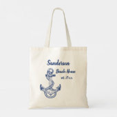 Nautical Navy Blue Anchor Coastal Monogrammed Tas (Achterkant)