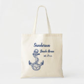 Nautical Navy Blue Anchor Coastal Monogrammed Tas (Voorkant)