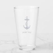 Nautical Navy Blue Anchor Custom Boat Name Glas (Achterkant)