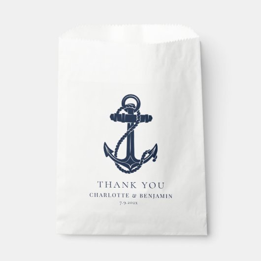 Nautical Navy Blue Anchor Custom Wedding Bedankzakje (Voorkant)