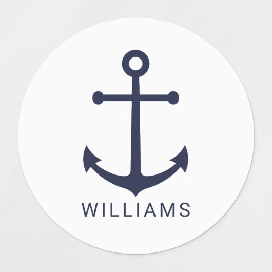 Nautical Navy Blue Anchor en aangepaste naam Labels (Design 1)
