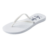 Nautical Navy Blue Anchor en aangepaste naam Teenslippers (Schuin)