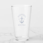Nautical Navy Blue Anchor Family Beach House Glas (Achterkant)