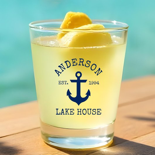Nautical Navy Blue Anchor Family Lake House Shot Glas