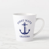 Nautical Navy Blue Anchor First Mate Grandma Latte Mok (Rechts)