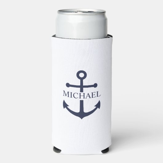 Nautical Navy Blue Anchor Gepersonaliseerde naam (Seltzer Voorkant)