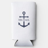 Nautical Navy Blue Anchor Gepersonaliseerde naam (Voorkant)