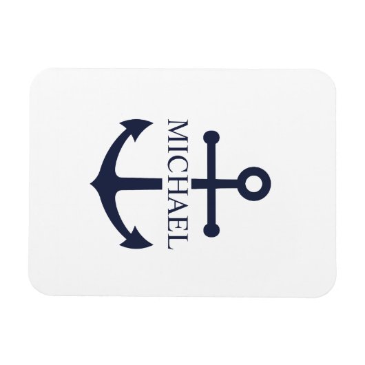 Nautical Navy Blue Anchor Gepersonaliseerde naam Magneet (Horizontaal)
