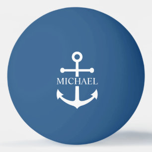Nautical Navy Blue Anchor Gepersonaliseerde naam Pingpongballen