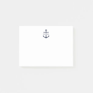 Nautical Navy Blue Anchor Gepersonaliseerde naam Post-it® Notes