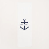 Nautical Navy Blue Anchor Gepersonaliseerde naam Yogamat (Voorkant)