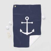Nautical Navy Blue Anchor Golfhanddoek (Insitu)