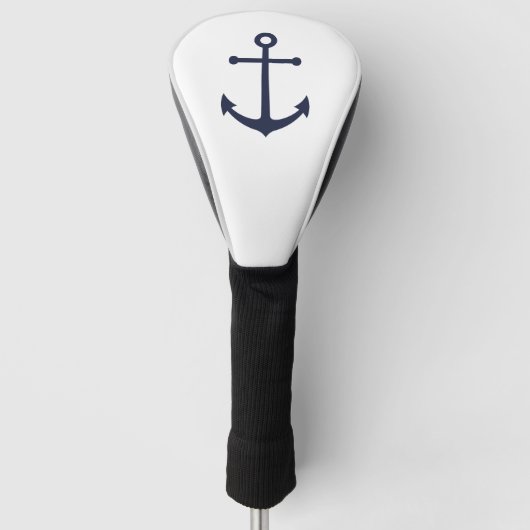 Nautical Navy Blue Anchor Golfheadcover (Voorkant)