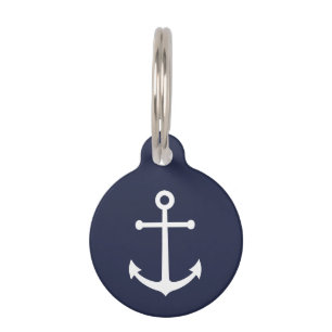 Nautical Navy Blue Anchor Huisdierpenning