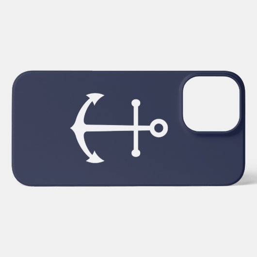 Nautical Navy Blue Anchor iPhone Case iPhone Hoesje (Achterkant horizontaal)