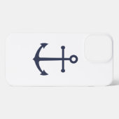 Nautical Navy Blue Anchor iPhone Hoesje (Achterkant horizontaal)