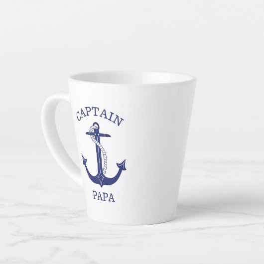 Nautical Navy Blue Anchor Kapitein Papa Latte Mok (Linkerhoek)
