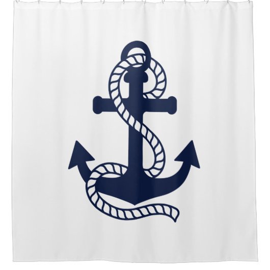 Nautical Navy blue Anchor {kies uw kleur} Douchegordijn (Voorkant)