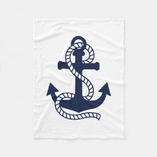 Nautical Navy blue Anchor {kies uw kleur} Fleece Deken