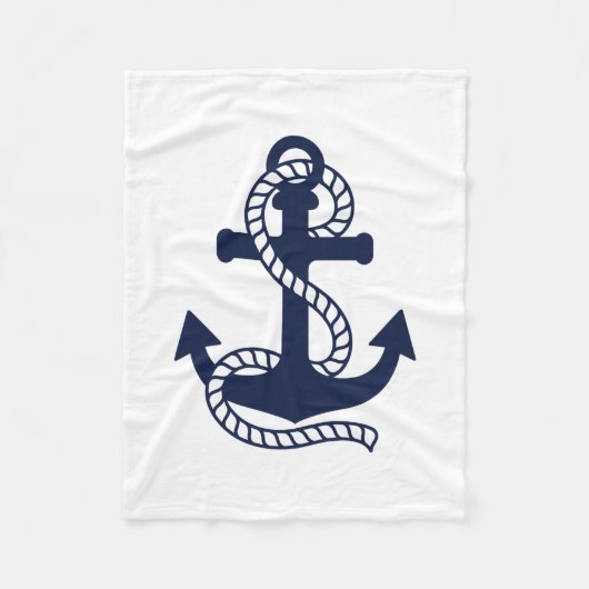 Nautical Navy blue Anchor {kies uw kleur} Fleece Deken (Voorkant)