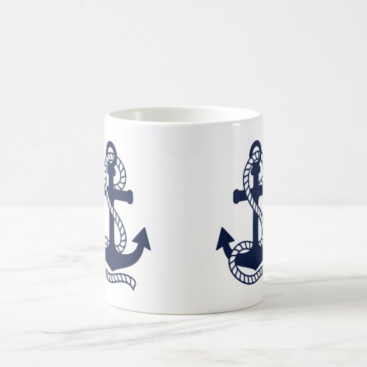 Nautical Navy blue Anchor {kies uw kleur} Mok (Center)