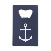 Nautical Navy Blue Anchor Kredietkaart Flessenopener (Voorkant)